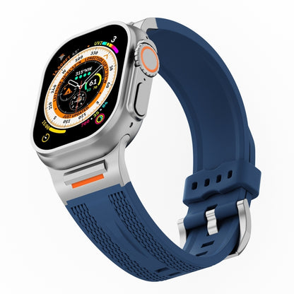 For Apple Watch 46mm / 49mm / 45mm / 44mm Trailblazer Woven Texture Silicone Watch Band(Midnight Blue) by bashfashion