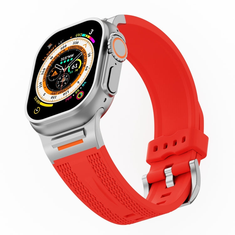 For Apple Watch 46mm / 49mm / 45mm / 44mm Trailblazer Woven Texture Silicone Watch Band(Red) by bashfashion