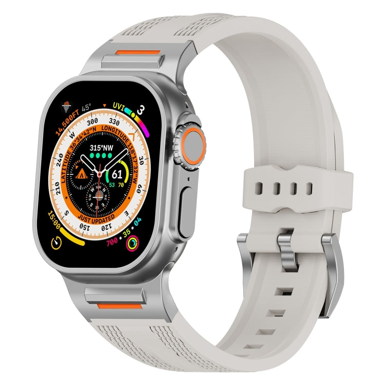 For Apple Watch 46mm / 49mm / 45mm / 44mm Trailblazer Woven Texture Silicone Watch Band(Starlight) by bashfashion