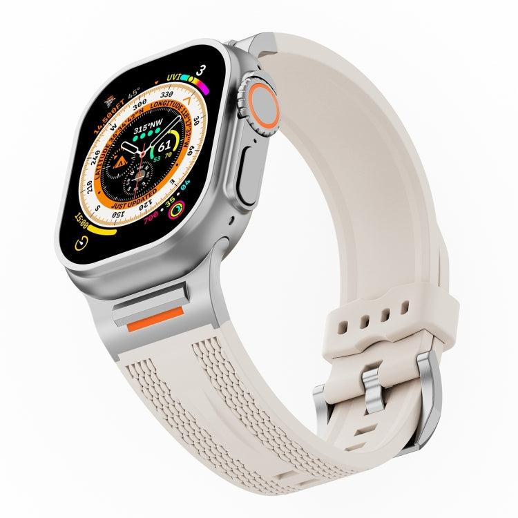 For Apple Watch 46mm / 49mm / 45mm / 44mm Trailblazer Woven Texture Silicone Watch Band(Starlight) by bashfashion