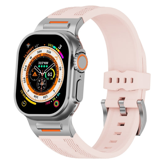 For Apple Watch 46mm / 49mm / 45mm / 44mm Trailblazer Woven Texture Silicone Watch Band(Vintage Rose) by bashfashion