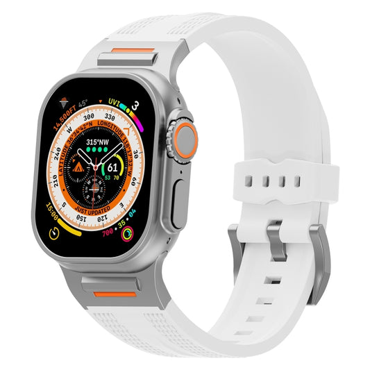 For Apple Watch 46mm / 49mm / 45mm / 44mm Trailblazer Woven Texture Silicone Watch Band(White) by bashfashion