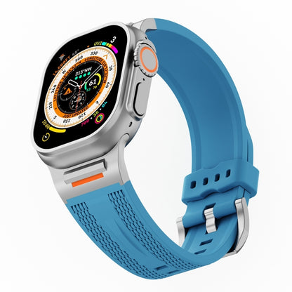 For Apple Watch 46mm / 49mm / 45mm / 44mm Trailblazer Woven Texture Silicone Watch Band(Premium Blue) by bashfashion