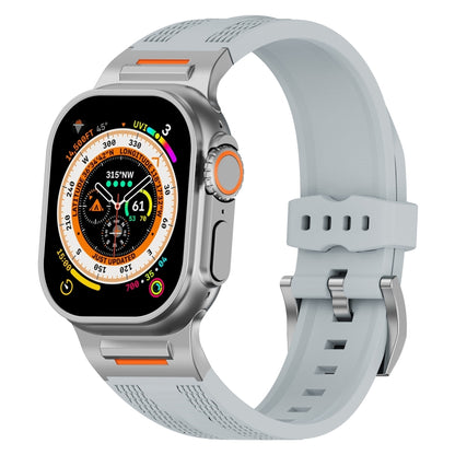For Apple Watch 46mm / 49mm / 45mm / 44mm Trailblazer Woven Texture Silicone Watch Band(Cloudy Gray) by bashfashion