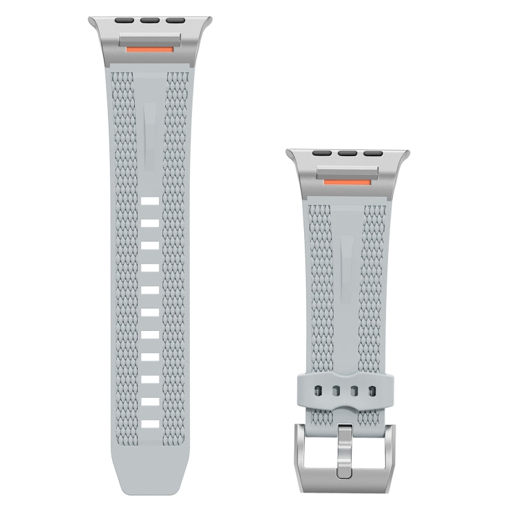 For Apple Watch 46mm / 49mm / 45mm / 44mm Trailblazer Woven Texture Silicone Watch Band(Cloudy Gray) by bashfashion