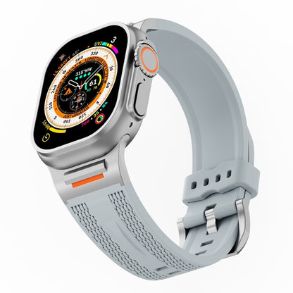 For Apple Watch 46mm / 49mm / 45mm / 44mm Trailblazer Woven Texture Silicone Watch Band(Cloudy Gray) by bashfashion