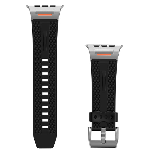 For Apple Watch 42mm / 41mm / 40mm / 38mm Trailblazer Woven Texture Silicone Watch Band(Black) by bashfashion