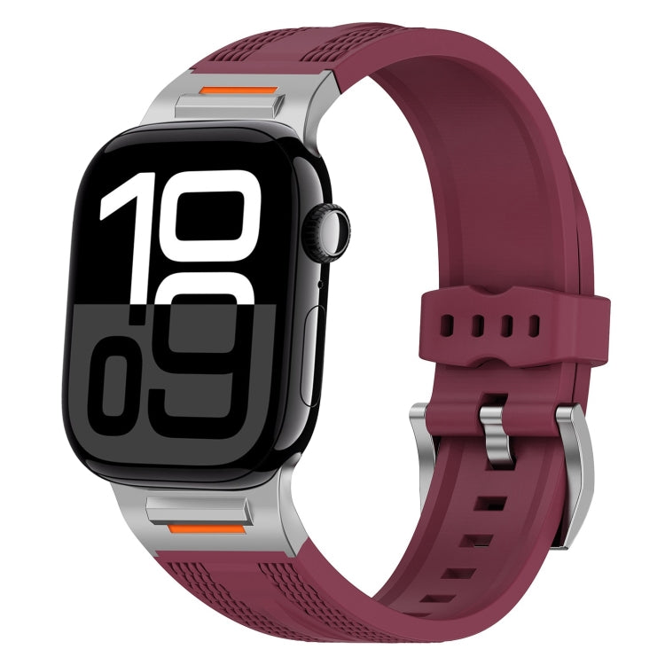 For Apple Watch 42mm / 41mm / 40mm / 38mm Trailblazer Woven Texture Silicone Watch Band(Wine Red) by bashfashion