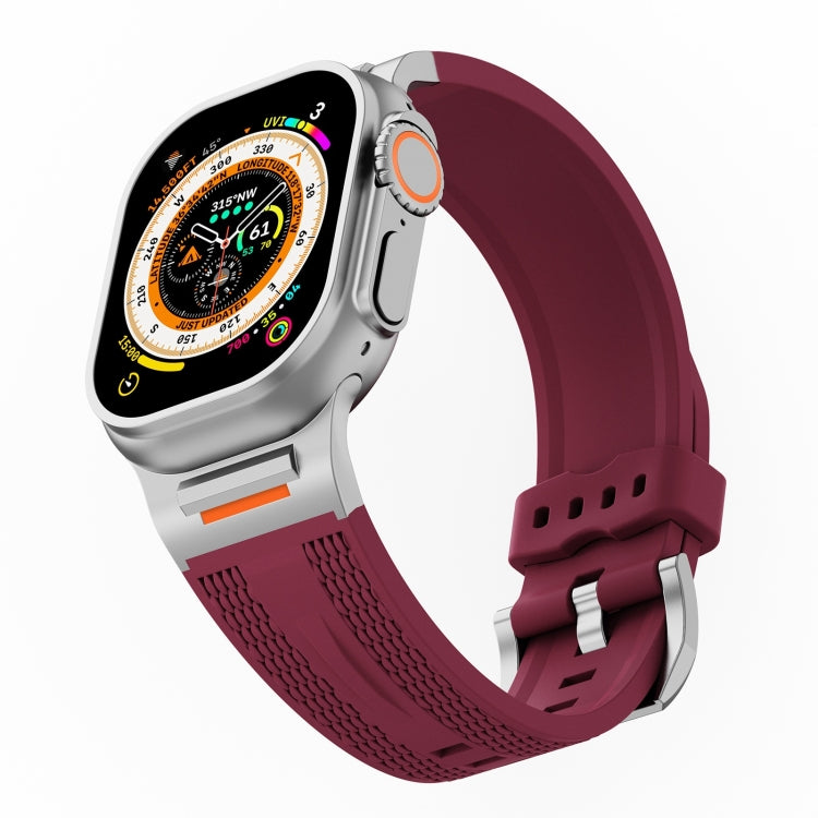 For Apple Watch 42mm / 41mm / 40mm / 38mm Trailblazer Woven Texture Silicone Watch Band(Wine Red) by bashfashion
