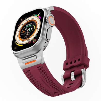 For Apple Watch 42mm / 41mm / 40mm / 38mm Trailblazer Woven Texture Silicone Watch Band(Wine Red) by bashfashion