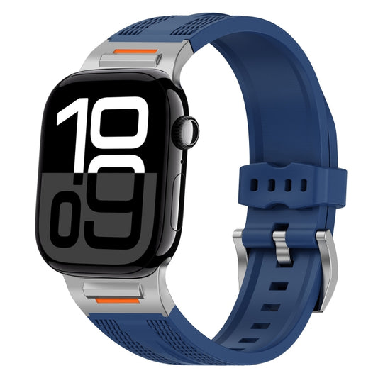 For Apple Watch 42mm / 41mm / 40mm / 38mm Trailblazer Woven Texture Silicone Watch Band(Midnight Blue) by bashfashion