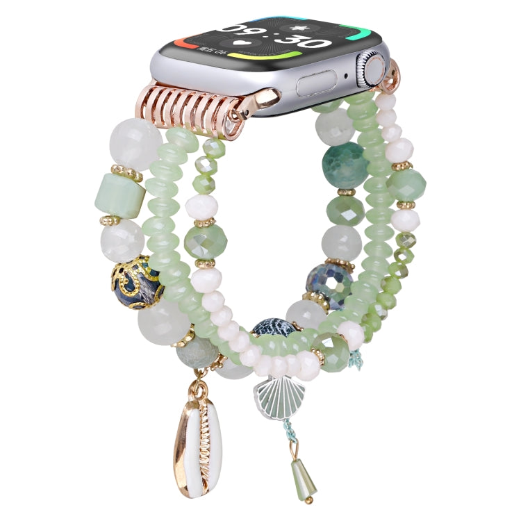 For Apple Watch 46mm / 49mm / 45mm / 44mm Shell Beads Chain Watch Band(Green) by bashfashion