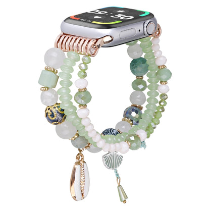 For Apple Watch 46mm / 49mm / 45mm / 44mm Shell Beads Chain Watch Band(Green) by bashfashion
