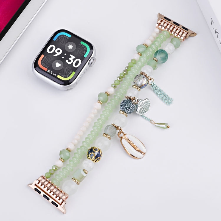 For Apple Watch 46mm / 49mm / 45mm / 44mm Shell Beads Chain Watch Band(Green) by bashfashion