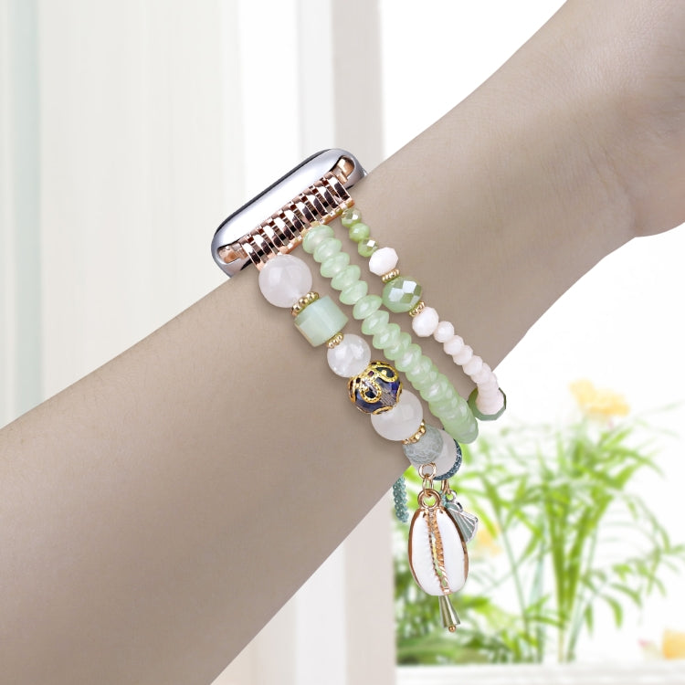 For Apple Watch 46mm / 49mm / 45mm / 44mm Shell Beads Chain Watch Band(Green) by bashfashion