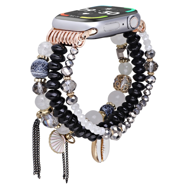 For Apple Watch 42mm / 41mm / 40mm / 38mm Shell Beads Chain Watch Band(Black) by bashfashion