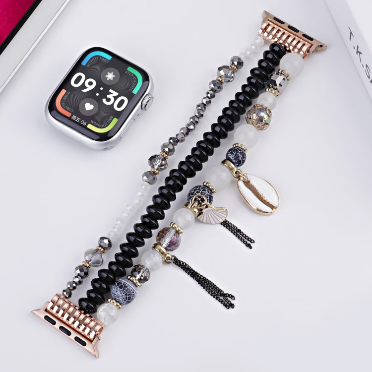 For Apple Watch 42mm / 41mm / 40mm / 38mm Shell Beads Chain Watch Band(Black) by bashfashion