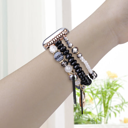 For Apple Watch 42mm / 41mm / 40mm / 38mm Shell Beads Chain Watch Band(Black) by bashfashion