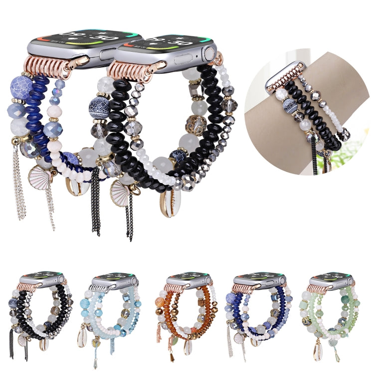 For Apple Watch 46mm / 49mm / 45mm / 44mm Shell Beads Chain Watch Band(Black) by bashfashion