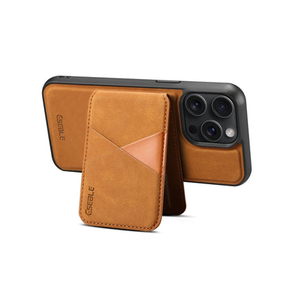 For iPhone 15 ESEBLE E2 Retro Texture Card Slots MagSafe RFID Leather Case(Yellow) by ESEBLE