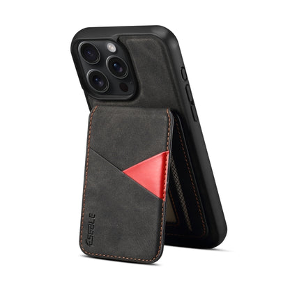 For iPhone 15 Pro ESEBLE E2 Retro Texture Card Slots MagSafe RFID Leather Case(Black) by ESEBLE