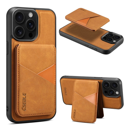 For iPhone 15 Pro ESEBLE E2 Retro Texture Card Slots MagSafe RFID Leather Case(Yellow) by ESEBLE