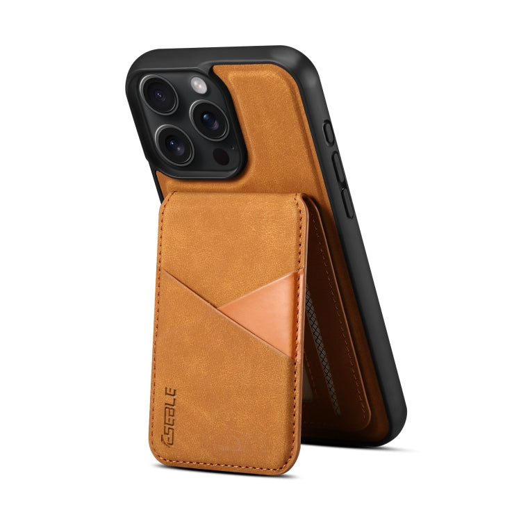 For iPhone 15 Pro ESEBLE E2 Retro Texture Card Slots MagSafe RFID Leather Case(Yellow) by ESEBLE