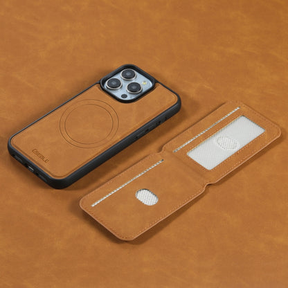 For iPhone 15 Pro ESEBLE E2 Retro Texture Card Slots MagSafe RFID Leather Case(Yellow) by ESEBLE