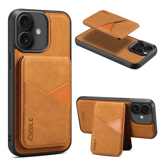 For iPhone 16 ESEBLE E2 Retro Texture Card Slots MagSafe RFID Leather Case(Yellow) by ESEBLE