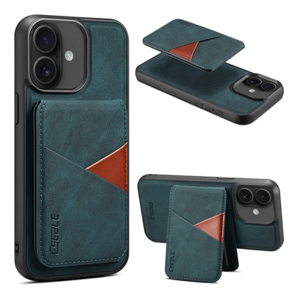 For iPhone 16 ESEBLE E2 Retro Texture Card Slots MagSafe RFID Leather Case(Dark Green) by ESEBLE
