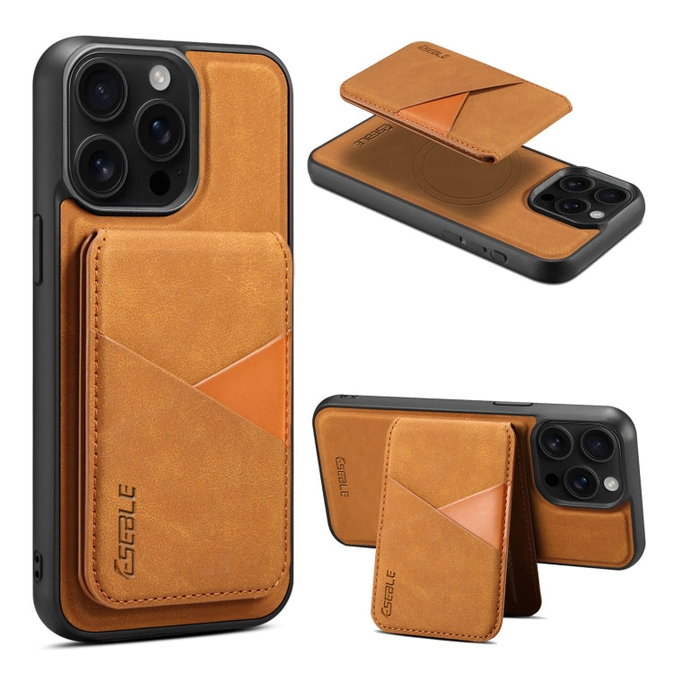 For iPhone 16 Pro ESEBLE E2 Retro Texture Card Slots MagSafe RFID Leather Case(Yellow) by ESEBLE