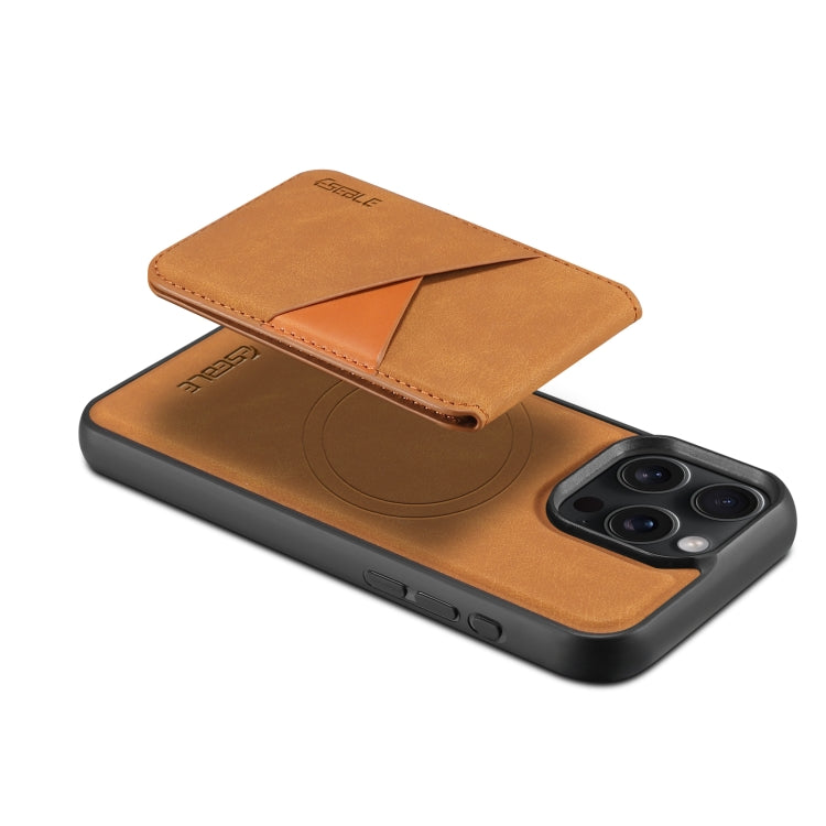 For iPhone 16 Pro ESEBLE E2 Retro Texture Card Slots MagSafe RFID Leather Case(Yellow) by ESEBLE