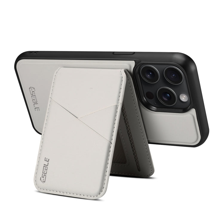 For iPhone 15 Plus / 14 Plus ESEBLE E3 Plain Texture Card Slots MagSafe RFID Leather Case(Ivory) by ESEBLE