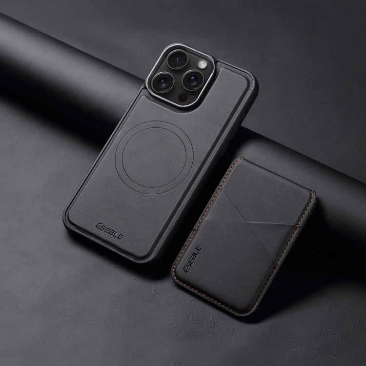 For iPhone 15 Pro ESEBLE E3 Plain Texture Card Slots MagSafe RFID Leather Case(Black) by ESEBLE