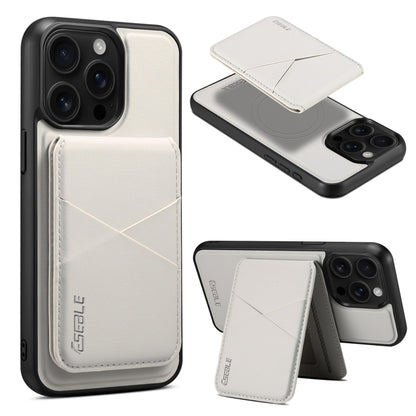 For iPhone 15 Pro ESEBLE E3 Plain Texture Card Slots MagSafe RFID Leather Case(Ivory) by ESEBLE