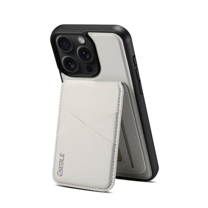 For iPhone 15 Pro ESEBLE E3 Plain Texture Card Slots MagSafe RFID Leather Case(Ivory) by ESEBLE