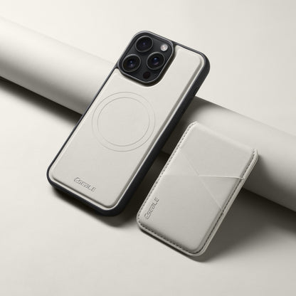 For iPhone 15 Pro ESEBLE E3 Plain Texture Card Slots MagSafe RFID Leather Case(Ivory) by ESEBLE