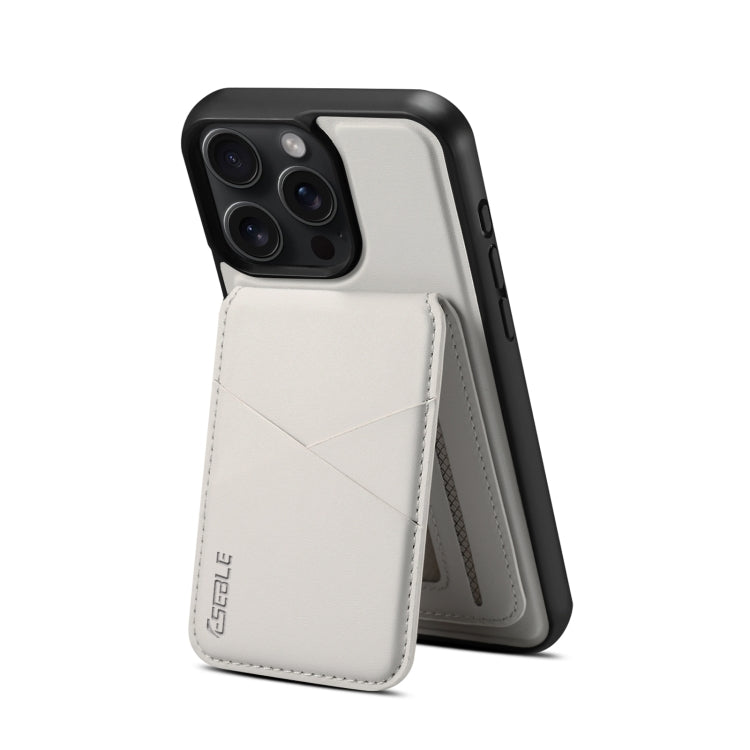 For iPhone 16 ESEBLE E3 Plain Texture Card Slots MagSafe RFID Leather Case(Ivory) by ESEBLE