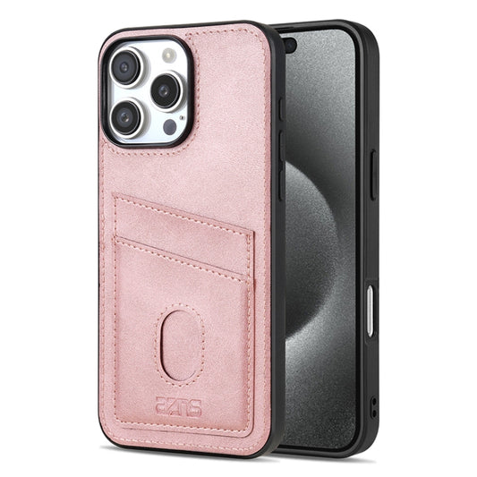 For iPhone 16 Pro Max AZNS K1 Series Card Slot Business Phone Case(Pink) by AZNS
