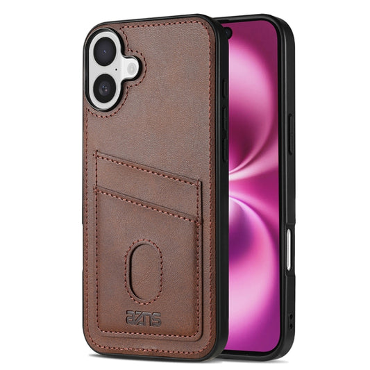 For iPhone 16 Plus AZNS K1 Series Card Slot Business Phone Case(Brown) by AZNS