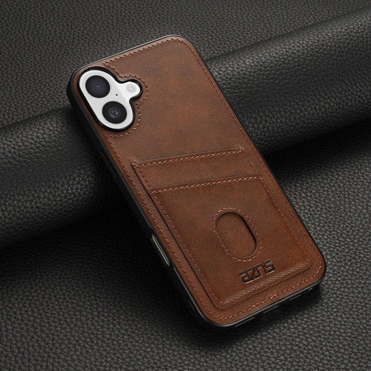 For iPhone 16 Plus AZNS K1 Series Card Slot Business Phone Case(Brown) by AZNS