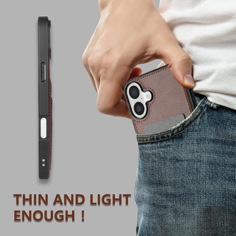 For iPhone 16 Plus AZNS K1 Series Card Slot Business Phone Case(Brown) by AZNS