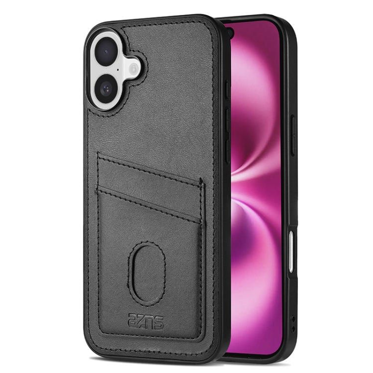 For iPhone 16 Plus AZNS K1 Series Card Slot Business Phone Case(Black) by AZNS