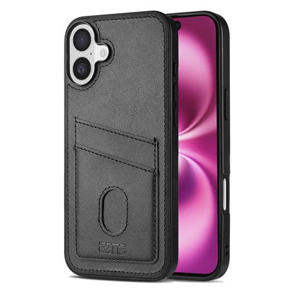 For iPhone 16 Plus AZNS K1 Series Card Slot Business Phone Case(Black) by AZNS