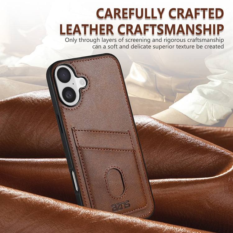 For iPhone 16 Plus AZNS K1 Series Card Slot Business Phone Case(Black) by AZNS