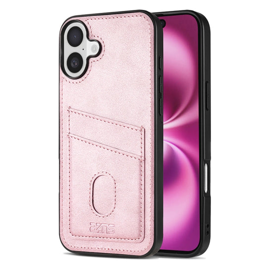 For iPhone 16 Plus AZNS K1 Series Card Slot Business Phone Case(Pink) by AZNS