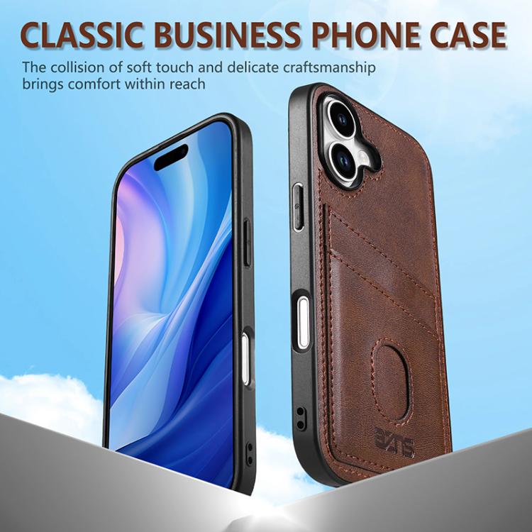 For iPhone 17 AZNS K1 Series Card Slot Business Phone Case(Brown) by AZNS