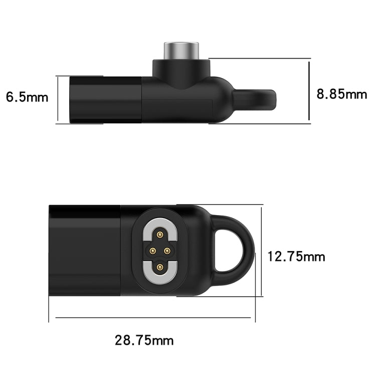 For Shokz OpenSwim Pro S710 Bone Conduction Earphone USB-C / Type-C Interface Adapter Converter(Black) by bashfashion