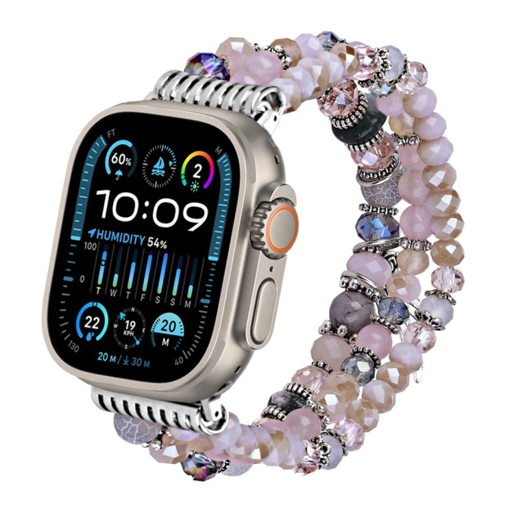 For Apple Watch 46mm / 49mm / 45mm / 44mm Colored Diamond Tassel Chain Watch Band(Pink) by bashfashion