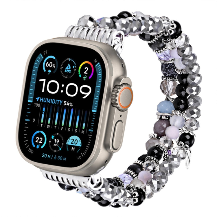 For Apple Watch 46mm / 49mm / 45mm / 44mm Colored Diamond Tassel Chain Watch Band(Black) by bashfashion